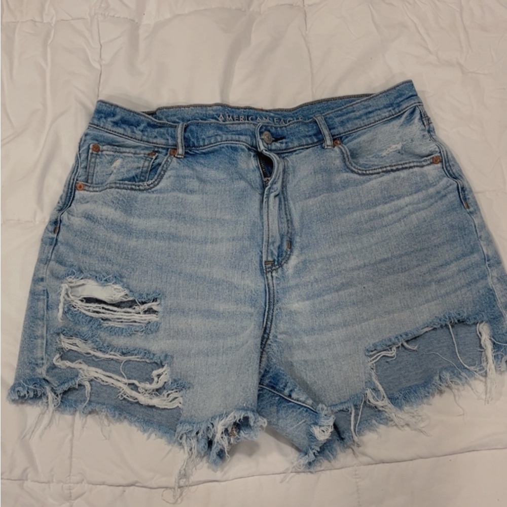 American Eagle Outfitters Light Blue Distressed Jean Shorts